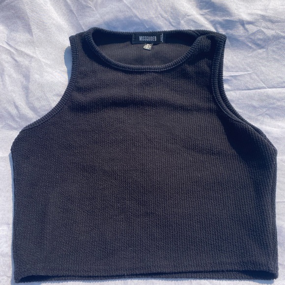 Missguided black ribbed tank top - Picture 3 of 5